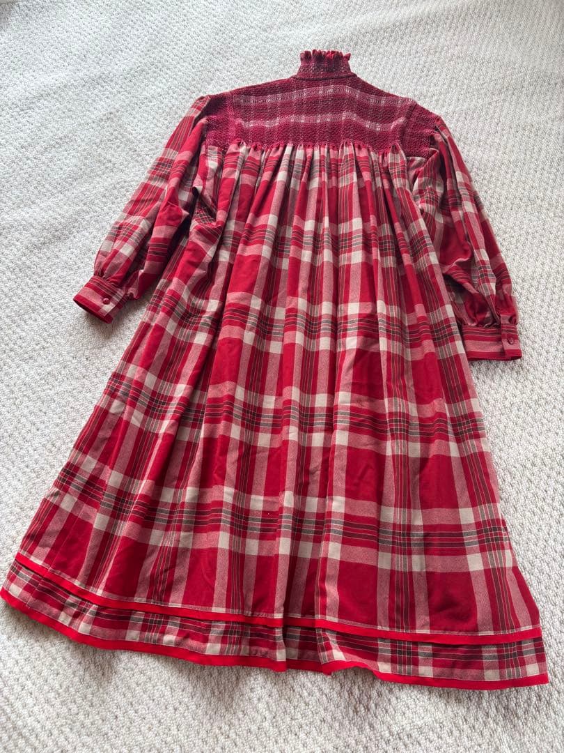 専用 KENZO　ワンピース 赤と白のチェック柄長袖ワンピース