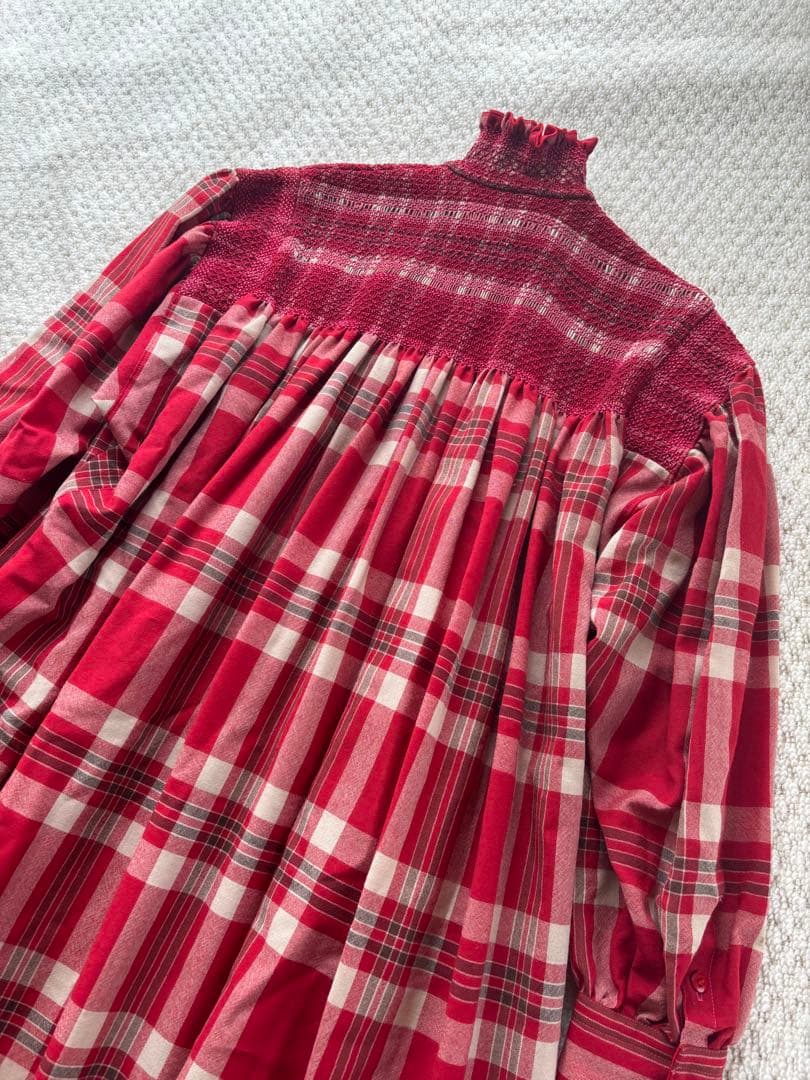 専用 KENZO　ワンピース 赤と白のチェック柄長袖ワンピース