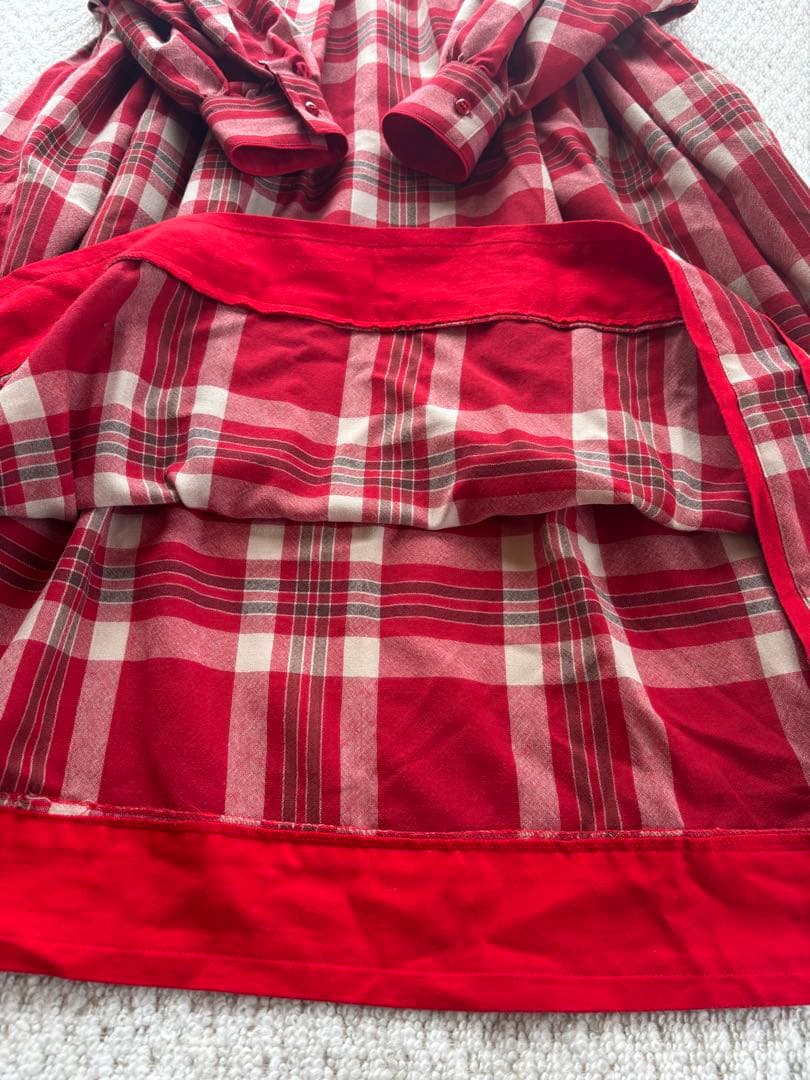 専用 KENZO　ワンピース 赤と白のチェック柄長袖ワンピース