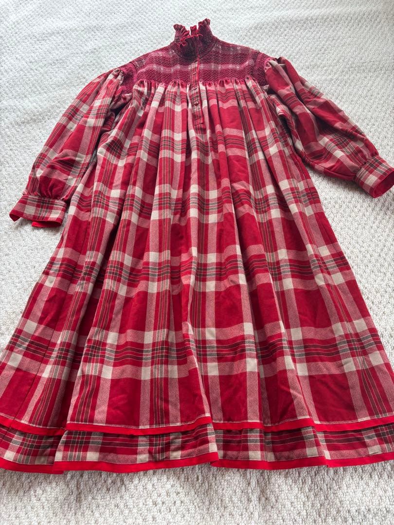 専用 KENZO　ワンピース 赤と白のチェック柄長袖ワンピース