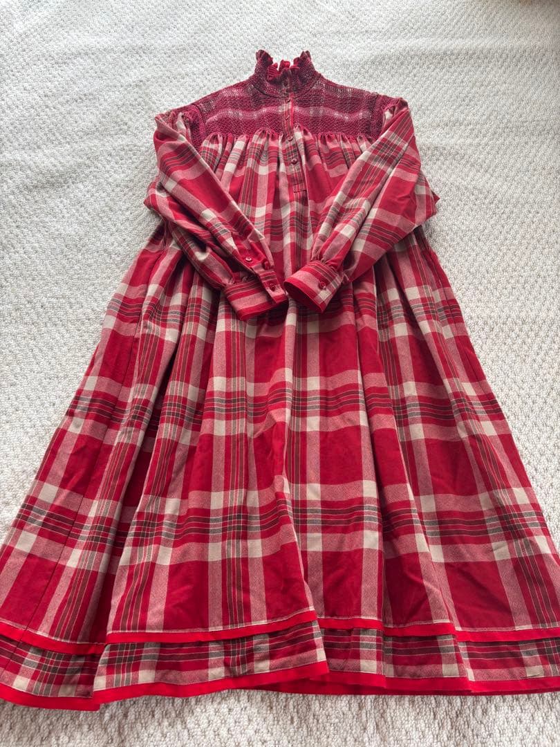 専用 KENZO　ワンピース 赤と白のチェック柄長袖ワンピース