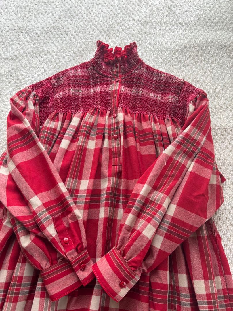 専用 KENZO　ワンピース 赤と白のチェック柄長袖ワンピース