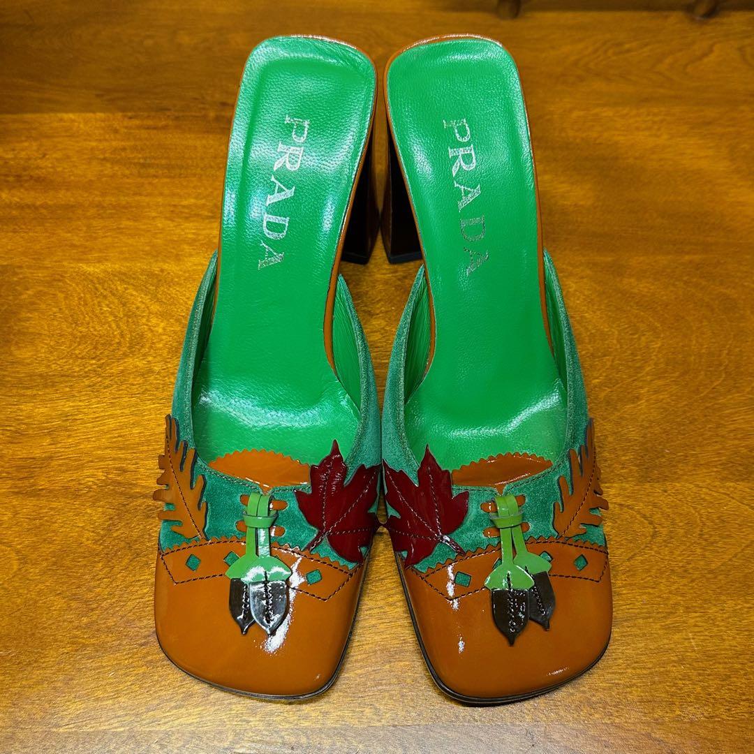 レア！ PRADA ヴィンテージ F/W 1999 秋色 リーフ ミュール