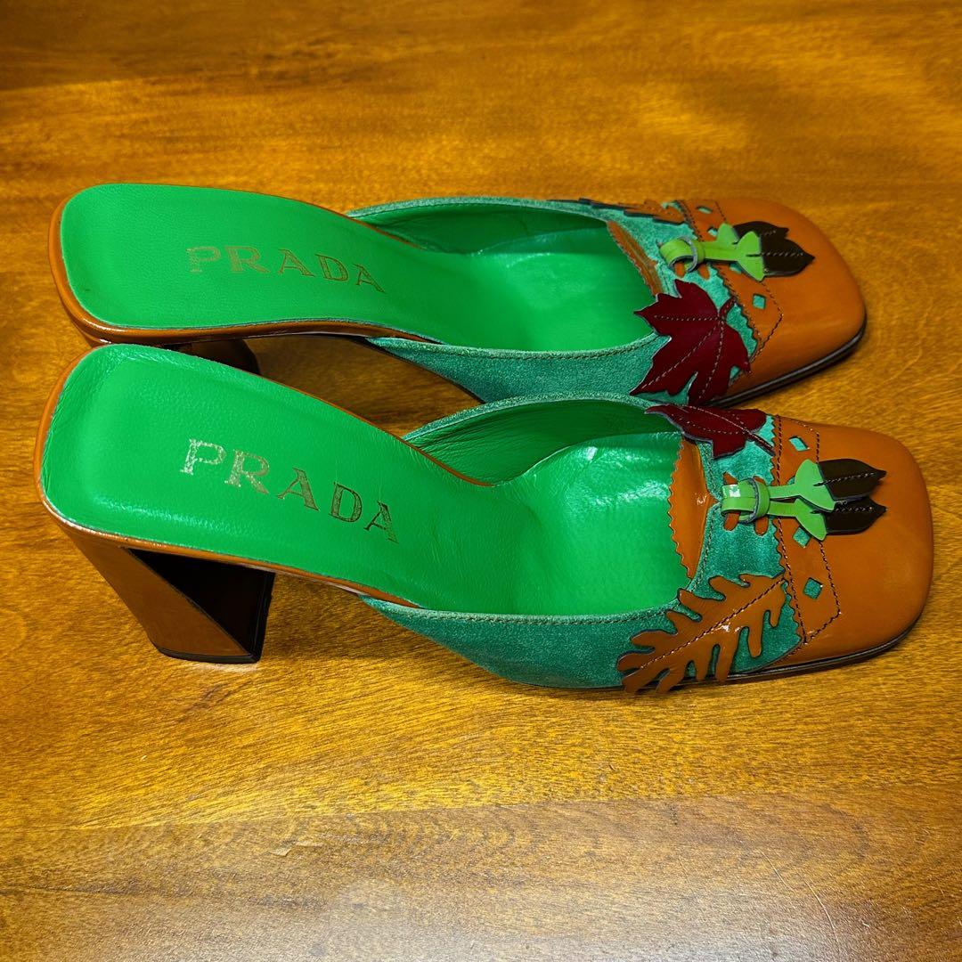 レア！ PRADA ヴィンテージ F/W 1999 秋色 リーフ ミュール