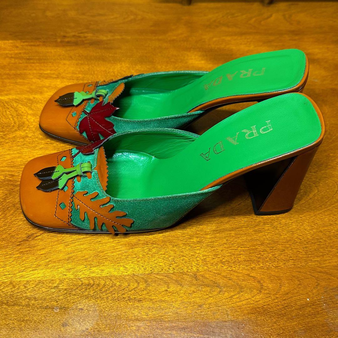 レア！ PRADA ヴィンテージ F/W 1999 秋色 リーフ ミュール