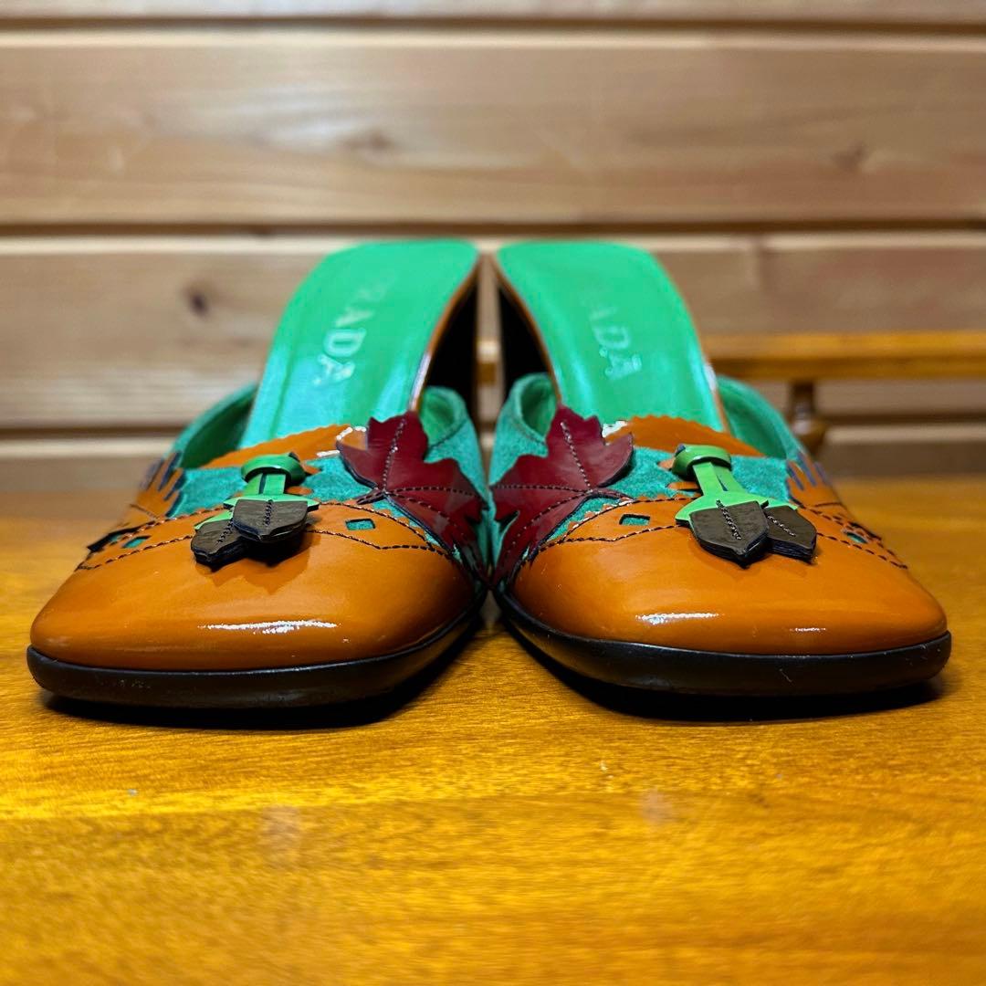 レア！ PRADA ヴィンテージ F/W 1999 秋色 リーフ ミュール