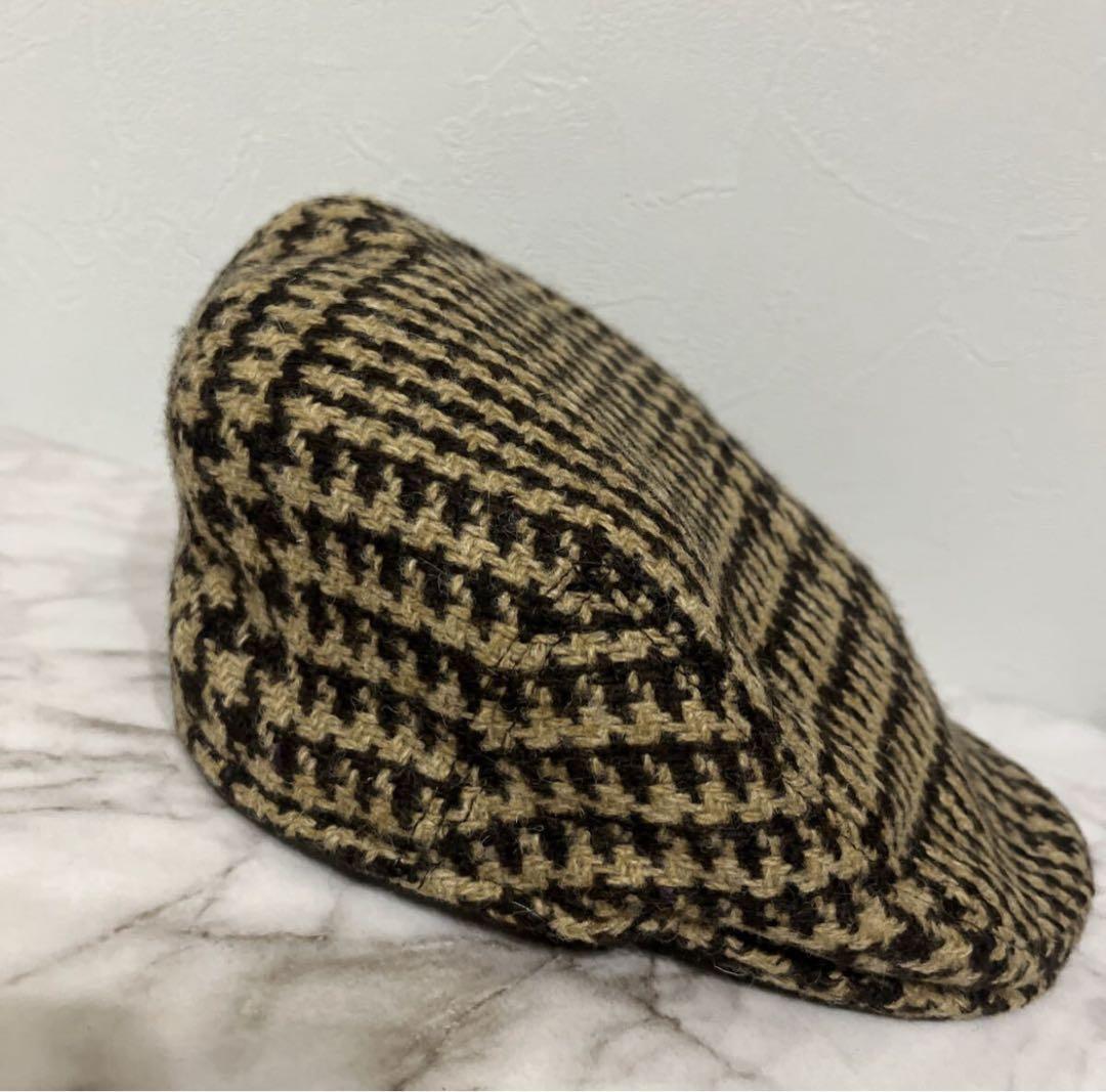 vintage バーバリー　ウール　キャスケット　千鳥格子　ブラウン　帽子