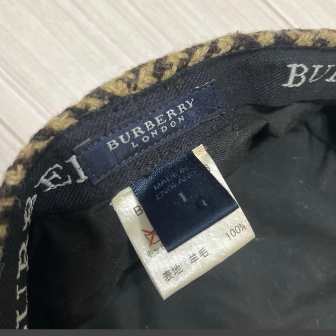 vintage バーバリー　ウール　キャスケット　千鳥格子　ブラウン　帽子