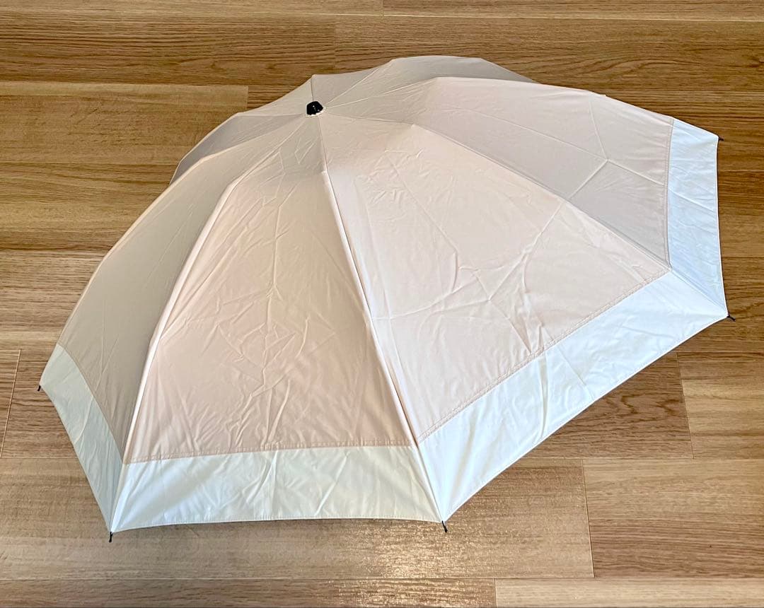 【美品】ロサブラン／3段折日傘　ライトグレージュ×アイボリー