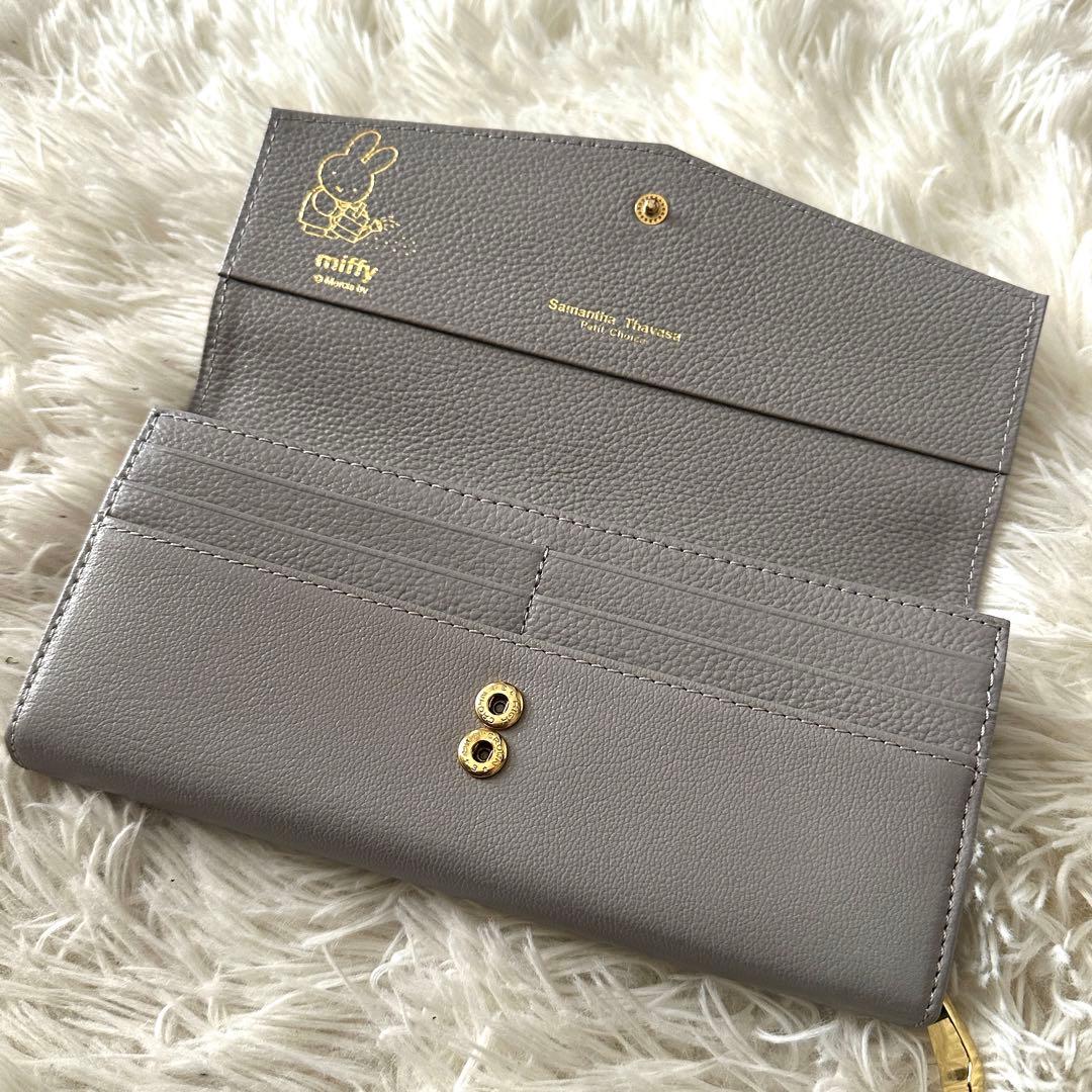 完売品✨サマンサタバサ ミッフィーコラボ 二つ折り長財布 レザー グレー