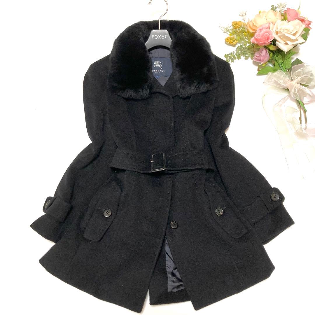 BURBERRYLONDON アンゴラ ウールコート ラビットファー ホースロゴ