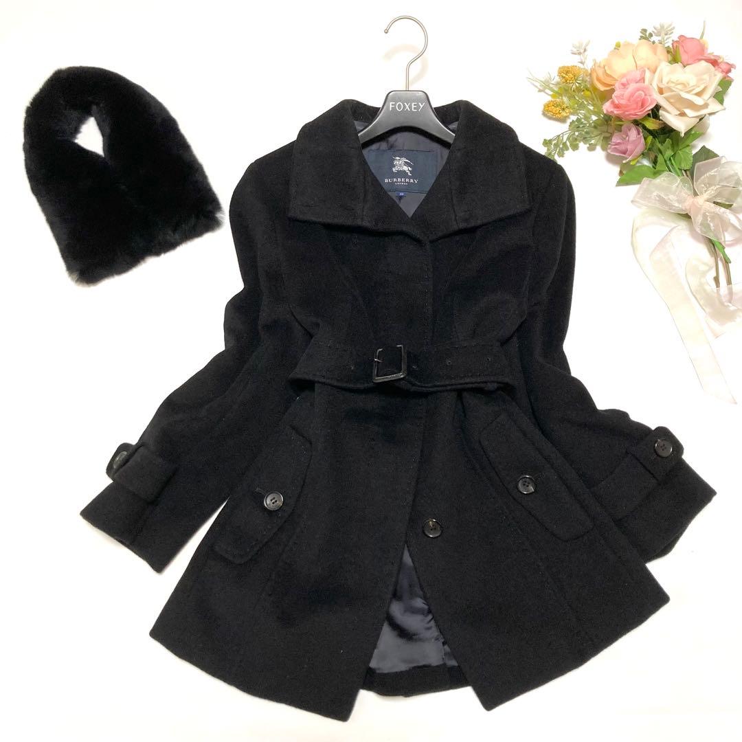 BURBERRYLONDON アンゴラ ウールコート ラビットファー ホースロゴ