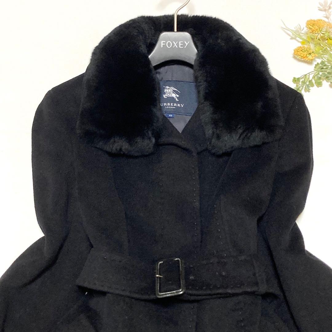BURBERRYLONDON アンゴラ ウールコート ラビットファー ホースロゴ