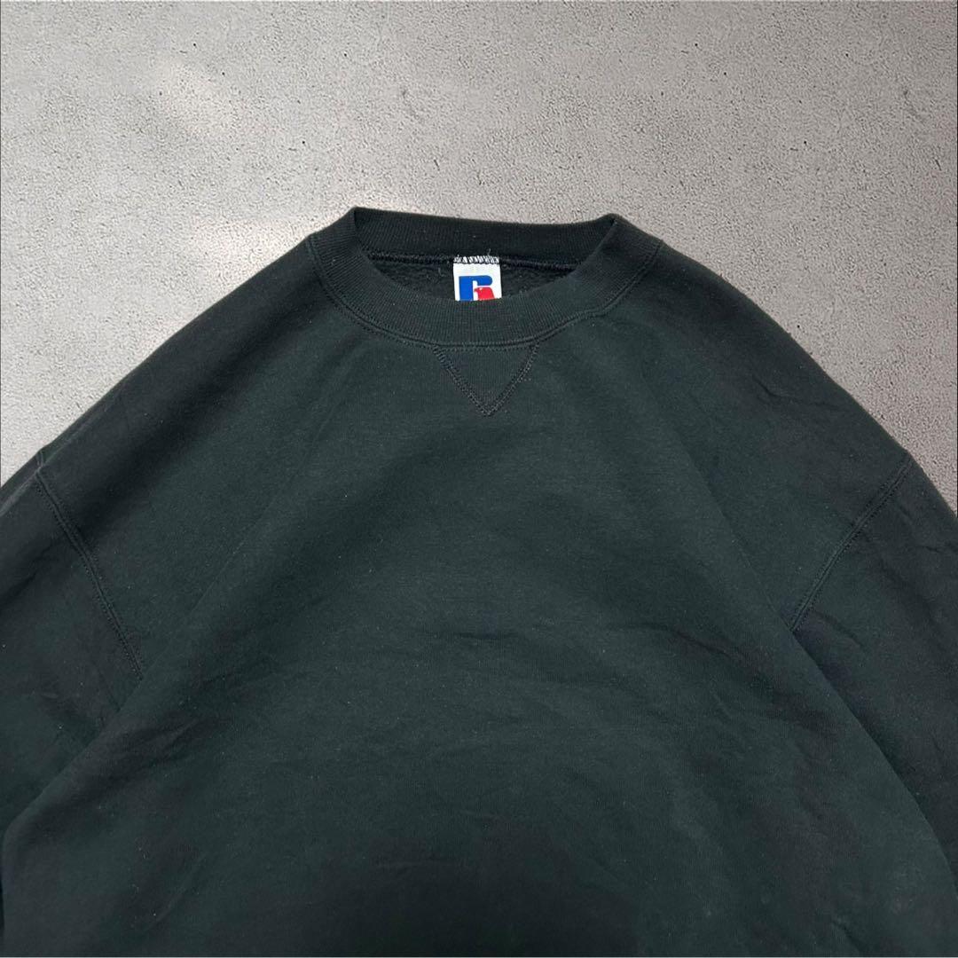 希少RUSSELL 90s USA製ブランクスウェット前Vソリッド無地スウェット