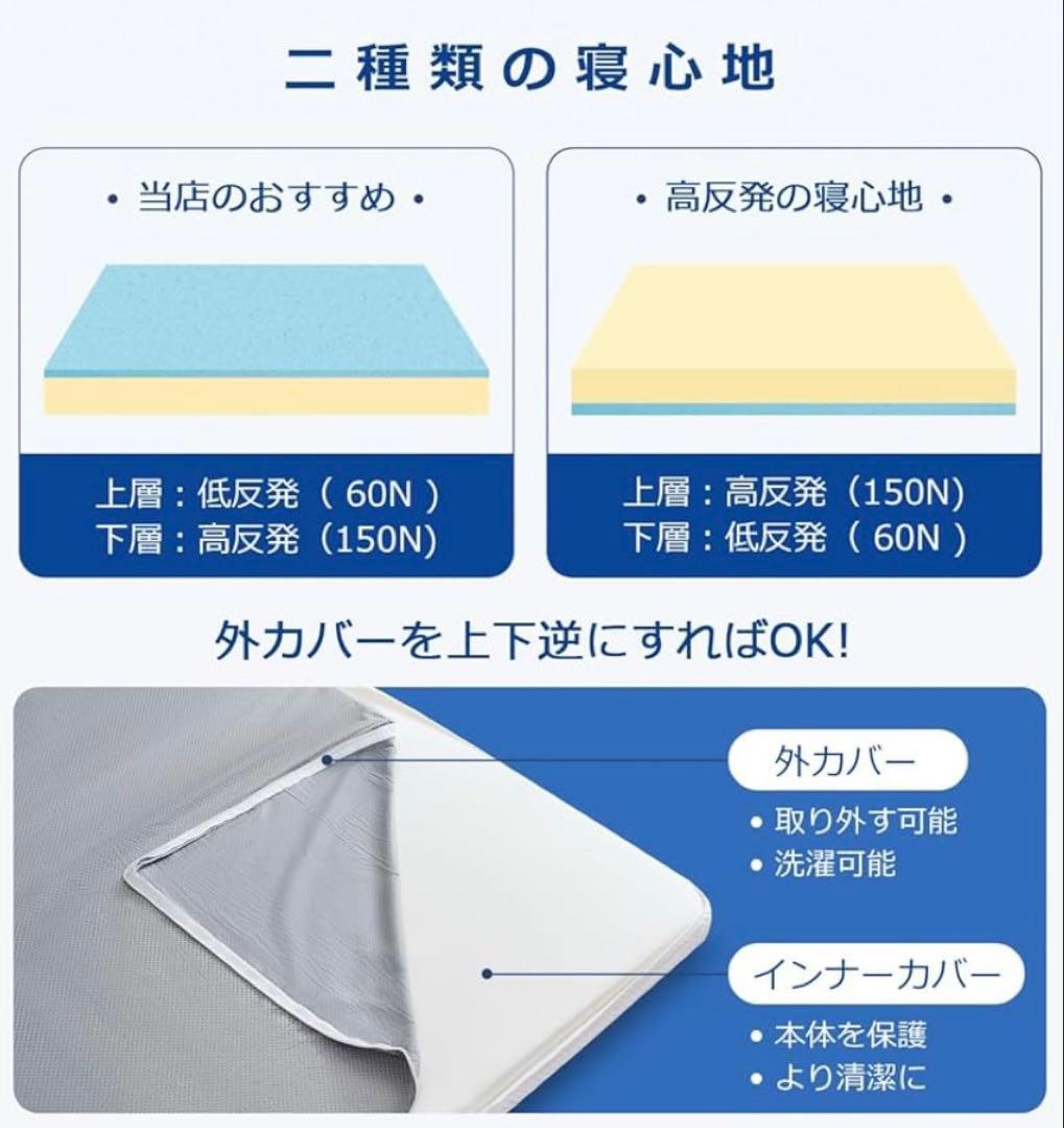 反発マットレス 低反発マットレス 2層構造 腰痛 マットレス トッパー シングル
