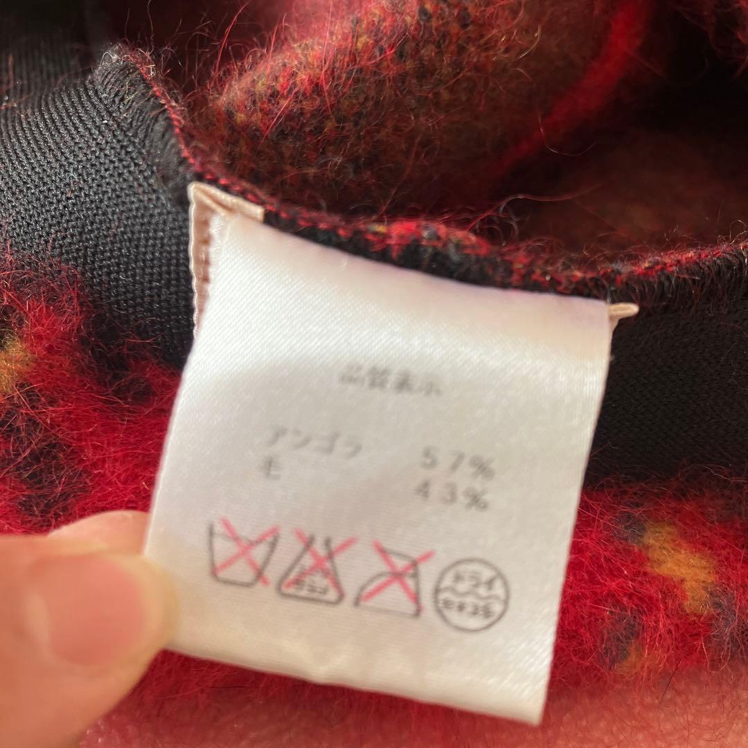 vivienne Westwood ポンポン付き赤黒チェックベレー帽