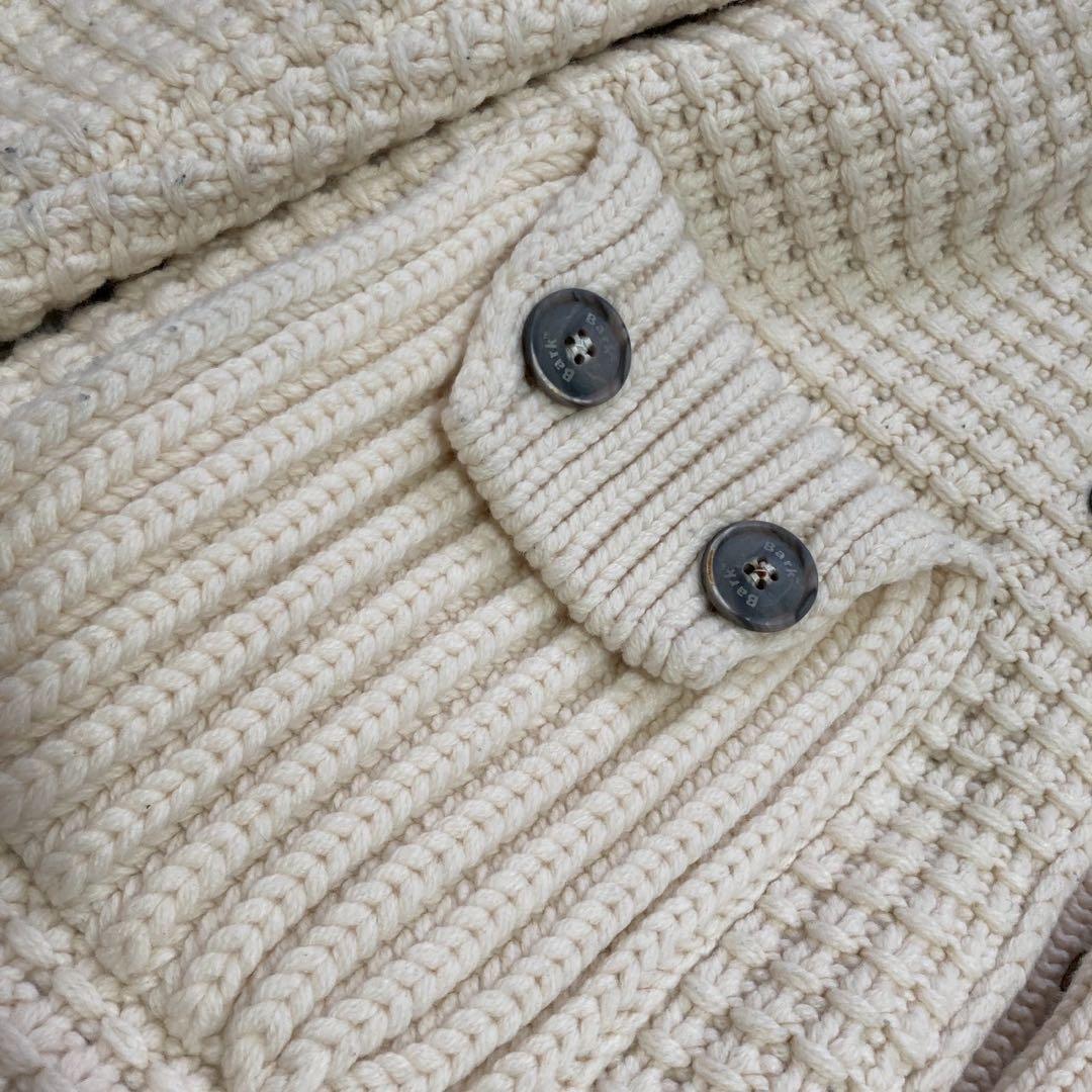 Bark ニットコート アイボリー S フード付き カジュアル ダッフル風