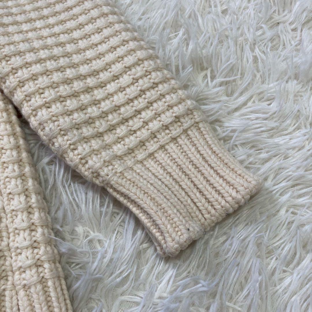 Bark ニットコート アイボリー S フード付き カジュアル ダッフル風