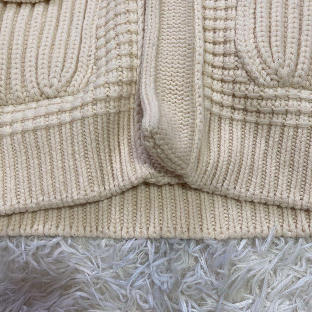 Bark ニットコート アイボリー S フード付き カジュアル ダッフル風