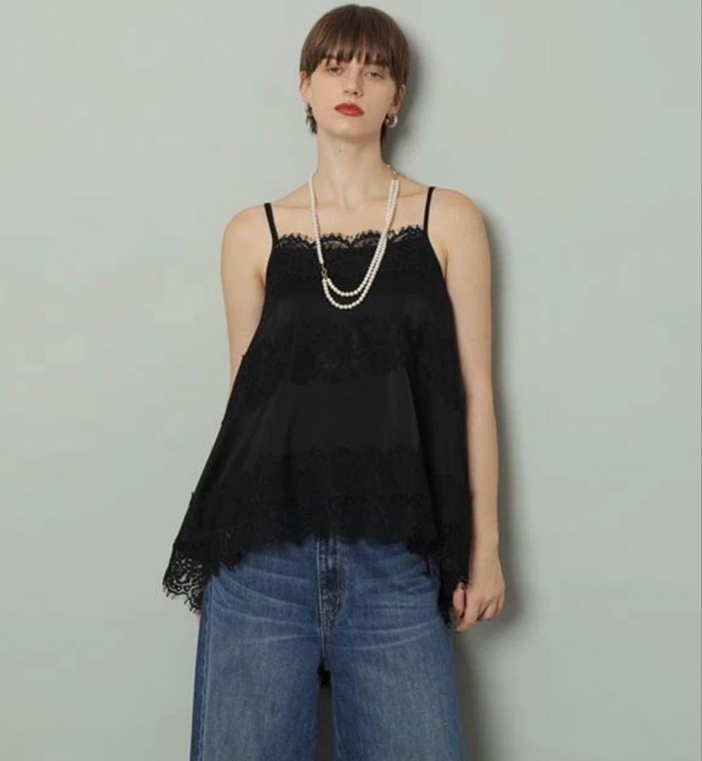 CADUNEカデュネ レースキャミブラウス　ブラック
