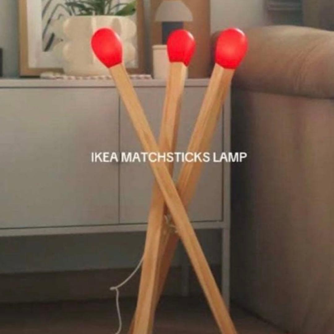 K*a様 IKEA STRÅLA ストローラ LEDフロアランプ マッチ棒 木製