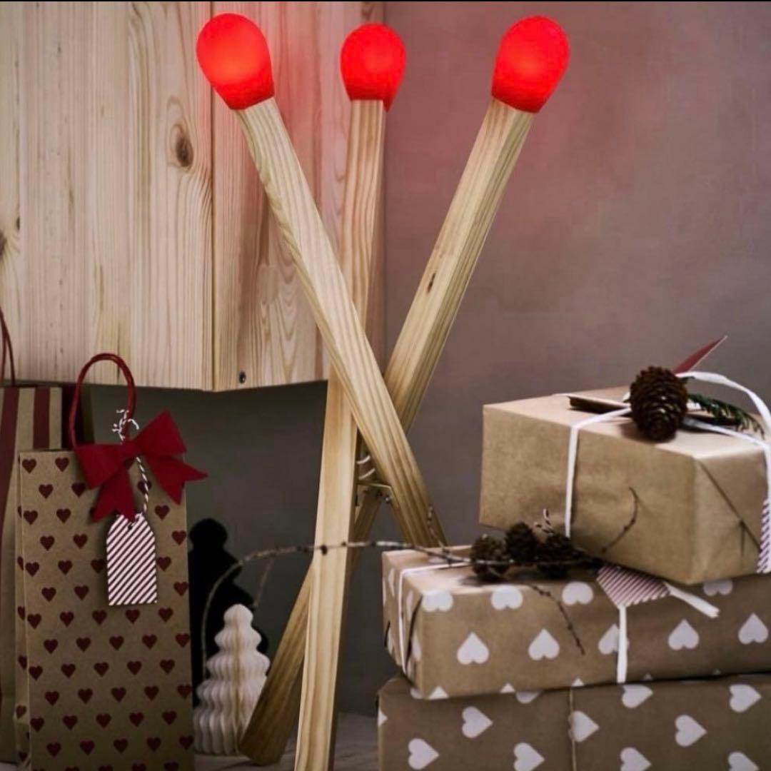 K*a様 IKEA STRÅLA ストローラ LEDフロアランプ マッチ棒 木製