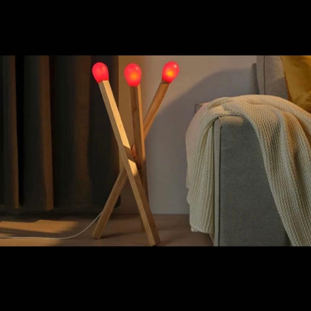 K*a様 IKEA STRÅLA ストローラ LEDフロアランプ マッチ棒 木製