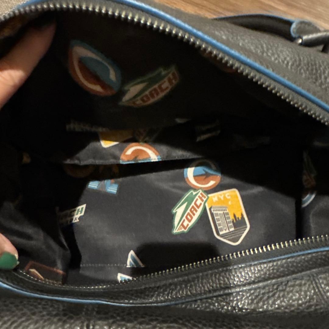 COACH ブラック レザー ボストンバッグ ショルダーつき