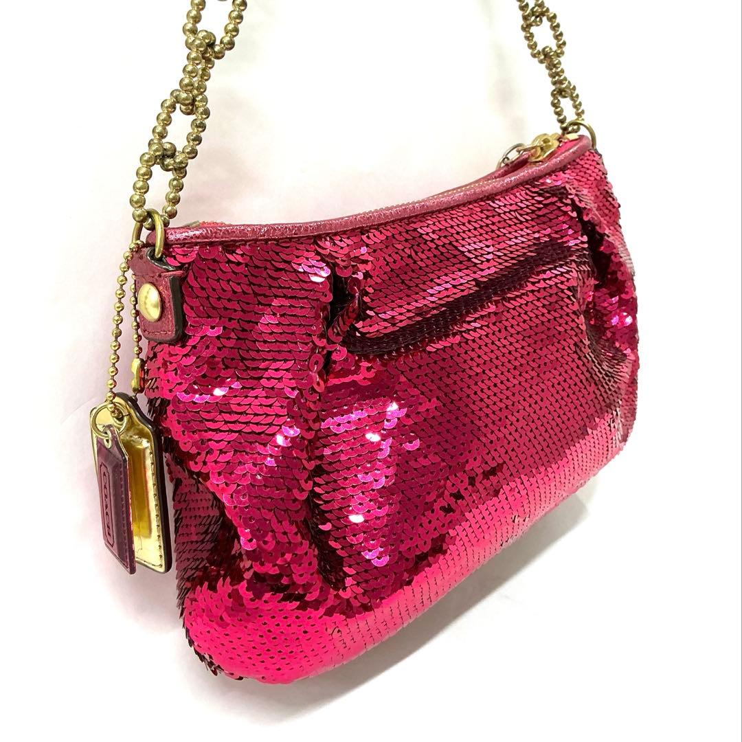 【超美品】COACH コーチ スパンコール パーティーバッグ アクセサリーポーチ