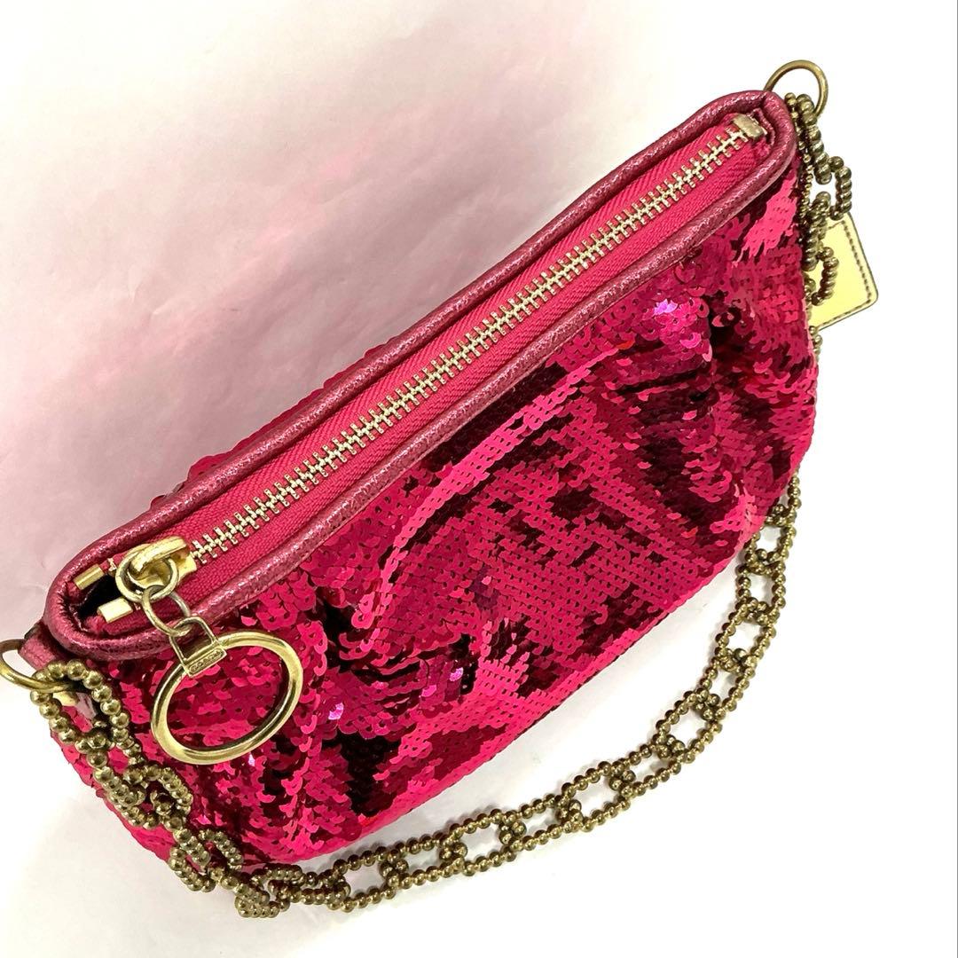 【超美品】COACH コーチ スパンコール パーティーバッグ アクセサリーポーチ