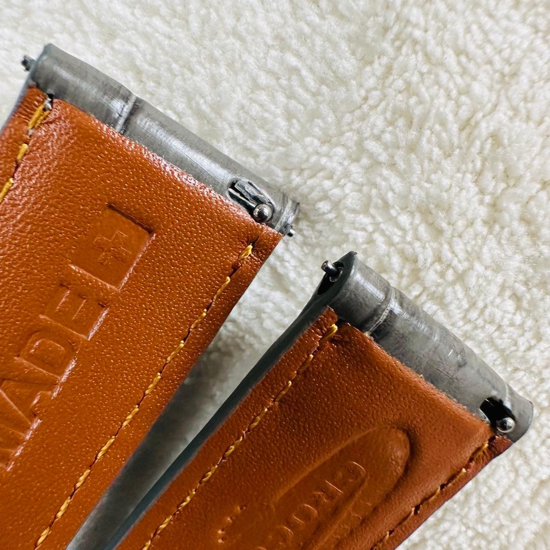 4207#22mm-18mmダークアッシュ★本物クロコダイルベルト★スイス製