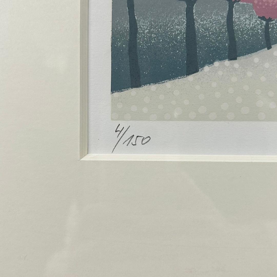 美品 イワン・ラブジン「村の教会」シルクスクリーン 直筆サイン入り 作品保証書有