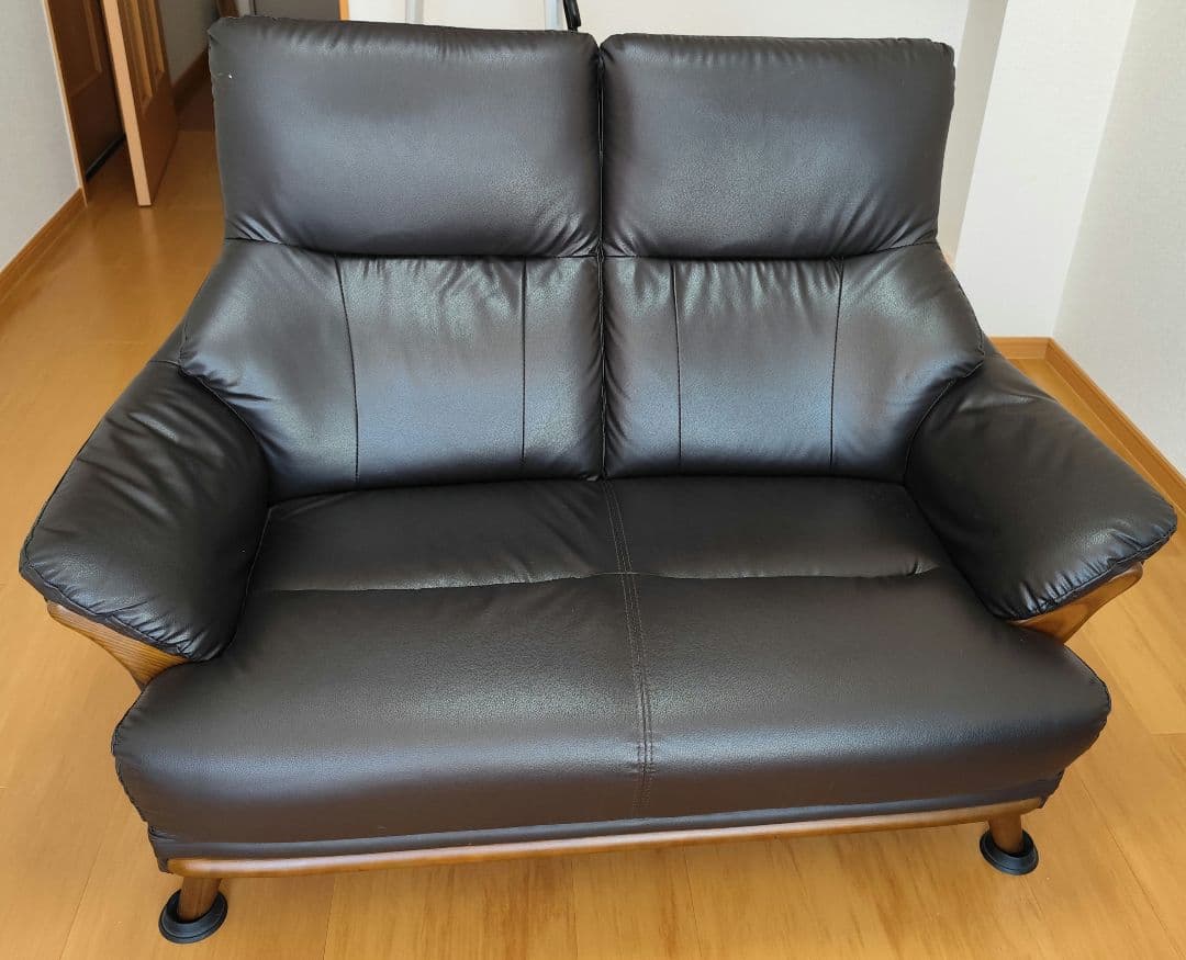 ★専用★ ニトリ 二人掛けソファ コウテイ 合成皮革 ダークブラウン Nシールド