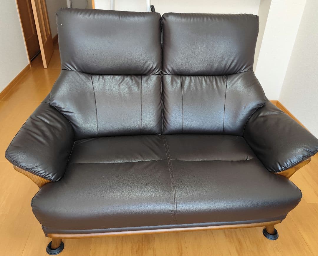 ★専用★ ニトリ 二人掛けソファ コウテイ 合成皮革 ダークブラウン Nシールド