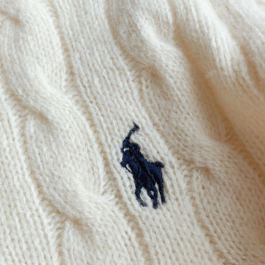 ポロラルフローレン★カシミヤ ケーブルニット カーディガン ポニー刺繍/手洗い可