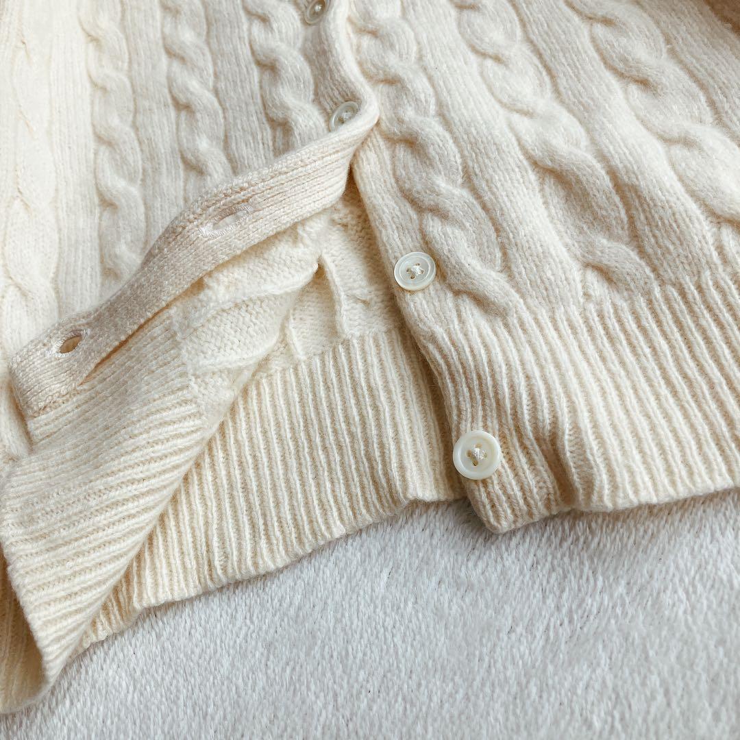 ポロラルフローレン★カシミヤ ケーブルニット カーディガン ポニー刺繍/手洗い可