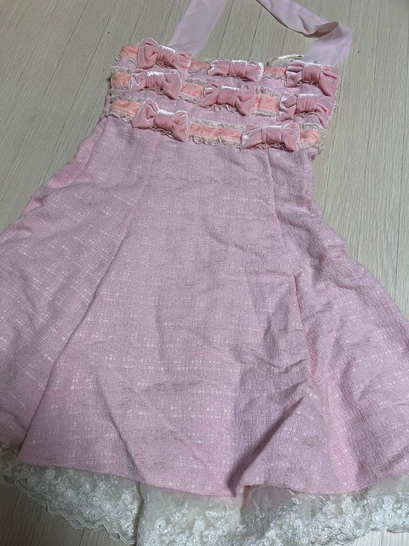 新品 La Pafait リボンレースワンピース ピンク