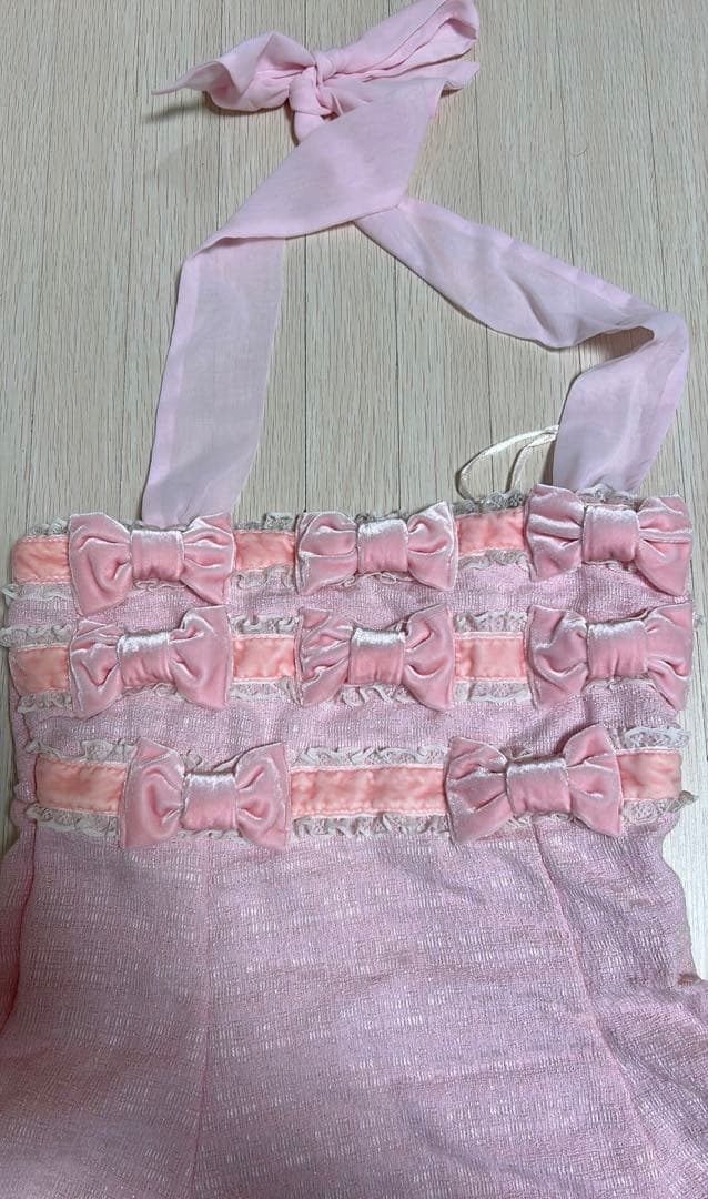 新品 La Pafait リボンレースワンピース ピンク