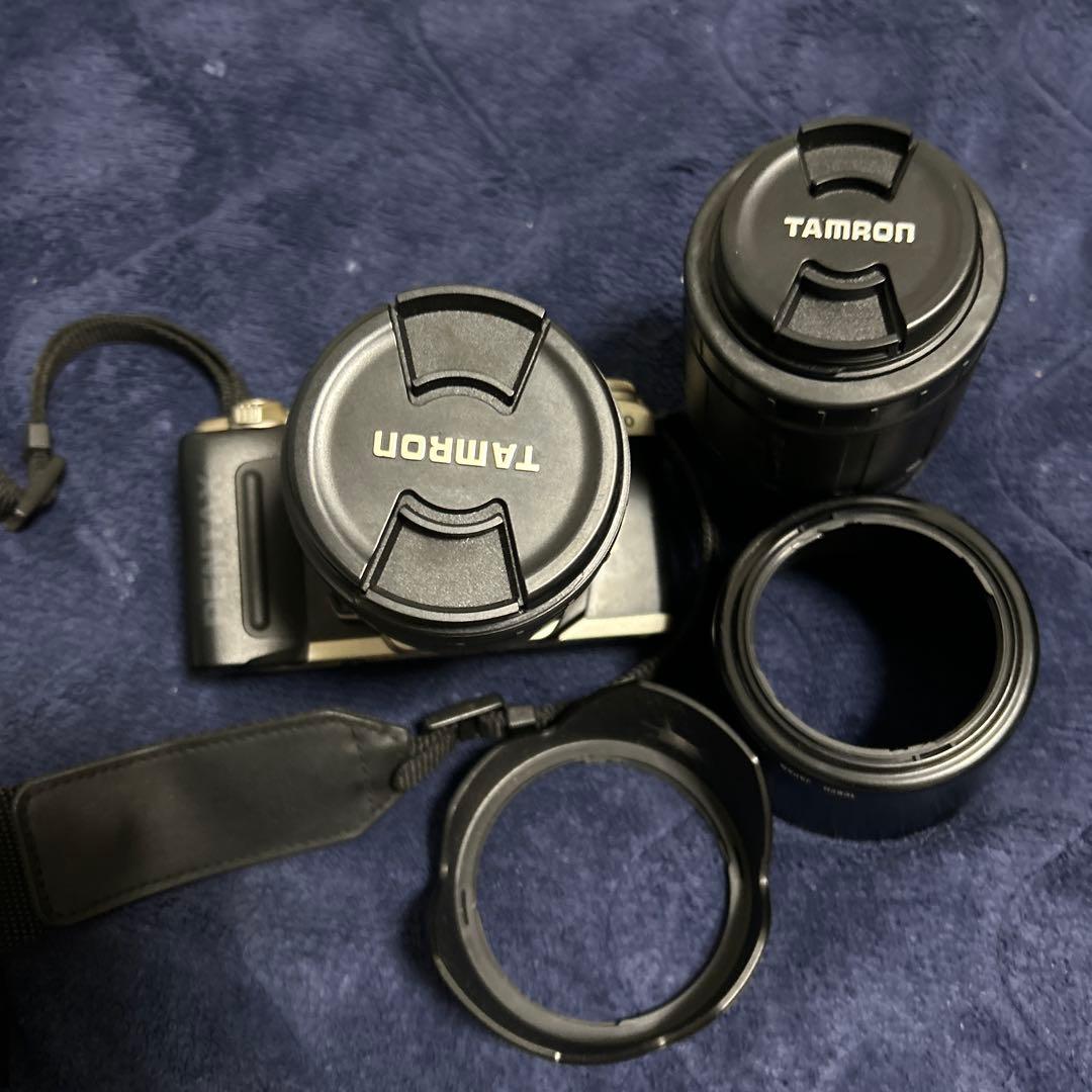 TAMRON カメラバッグ 黒/茶とPENTAX フィルムカメラ