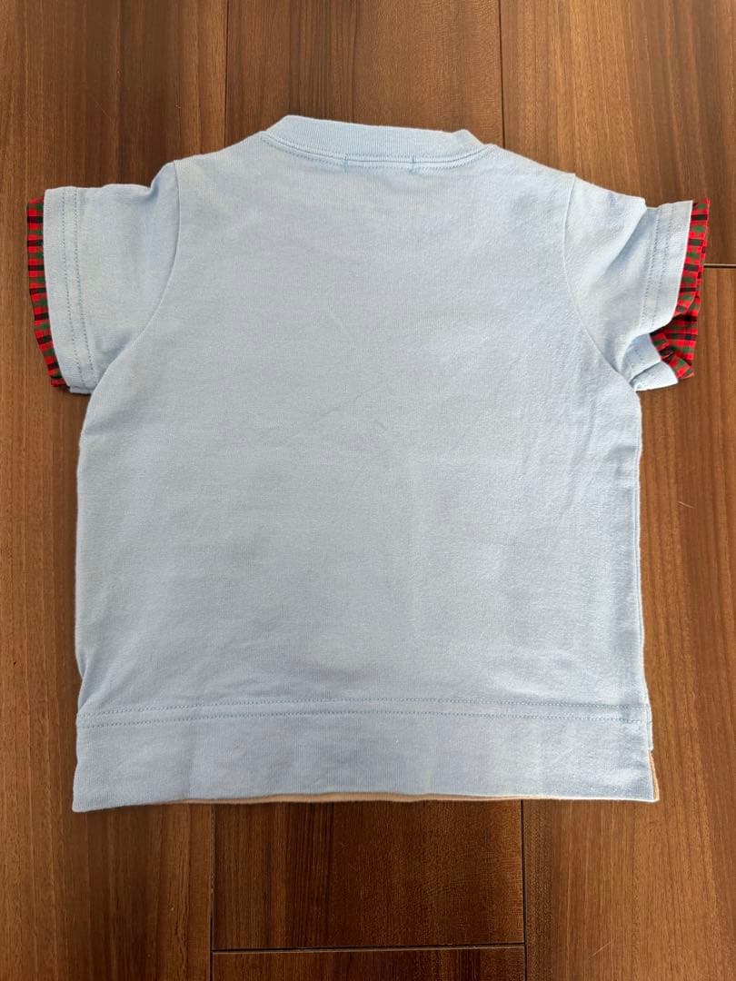 ファミリア　クマ刺繍 水色 Tシャツ