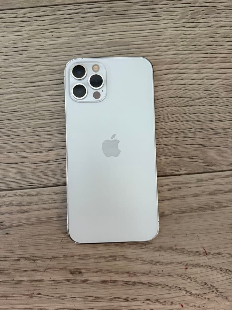 シルバーのiPhone 12 Pro、本体とケーブル付