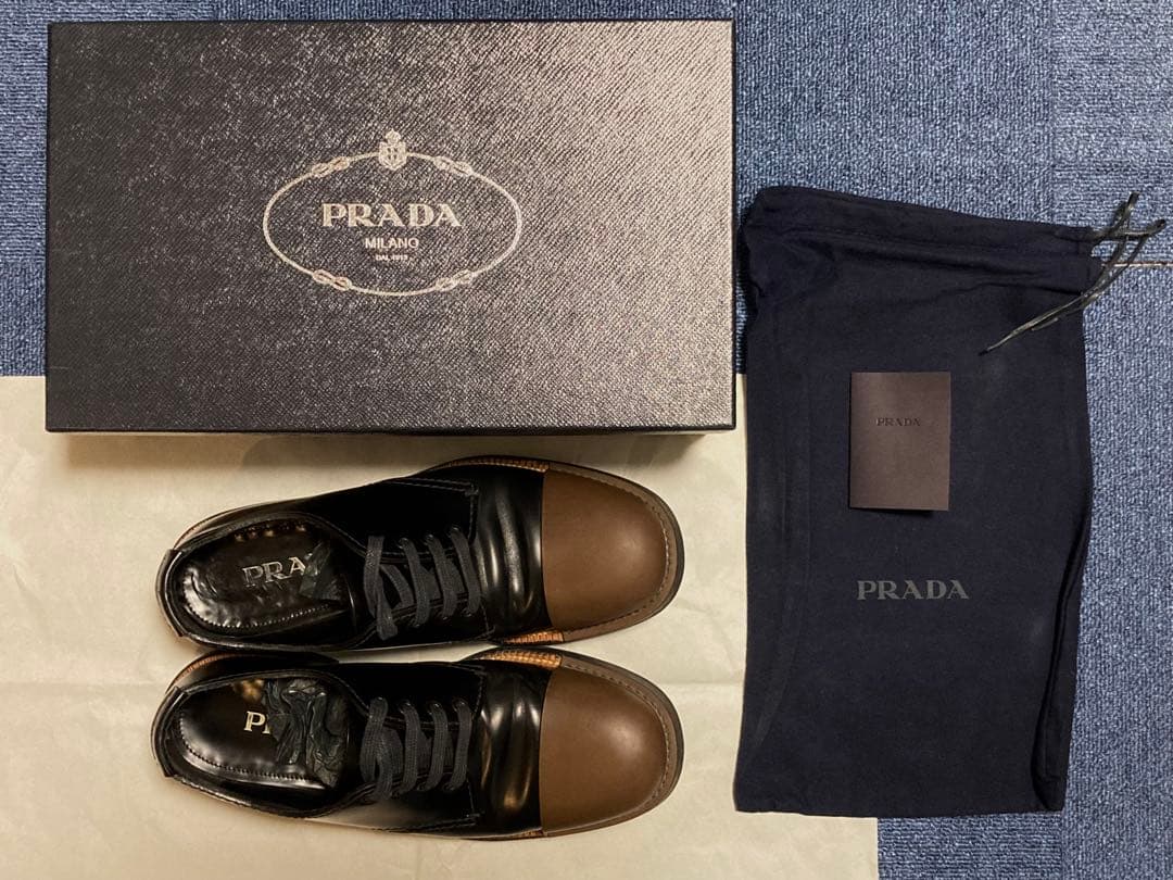 PRADA レースアップレザーシューズ UK6 2EG190 ブラック プラダ