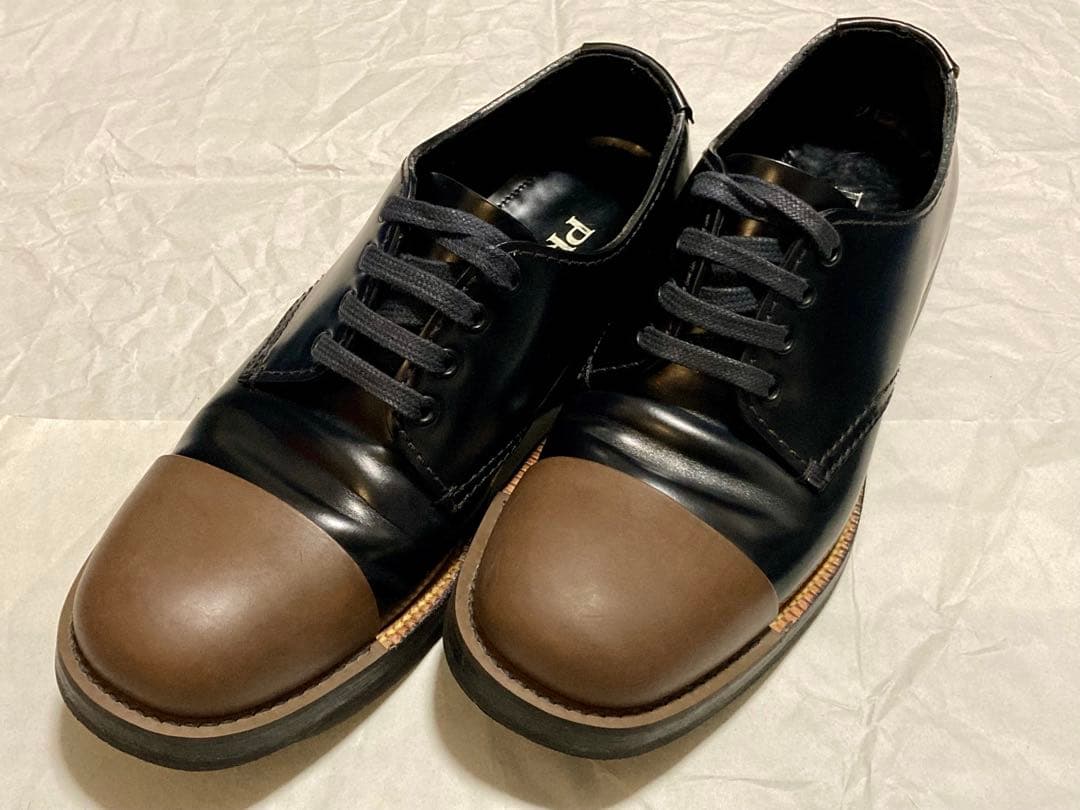 PRADA レースアップレザーシューズ UK6 2EG190 ブラック プラダ