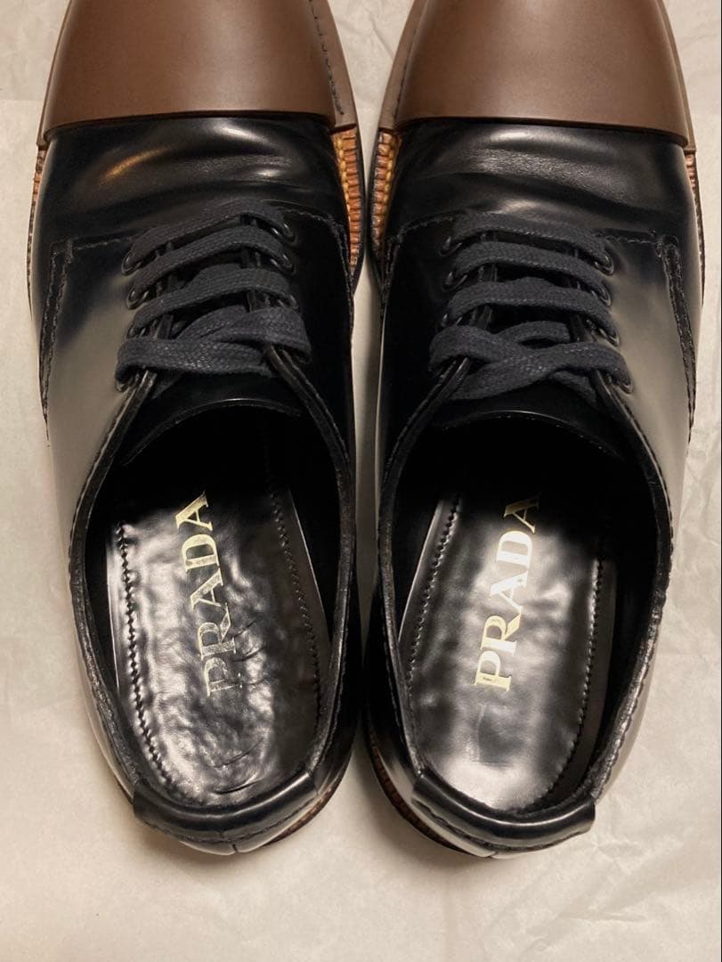 PRADA レースアップレザーシューズ UK6 2EG190 ブラック プラダ