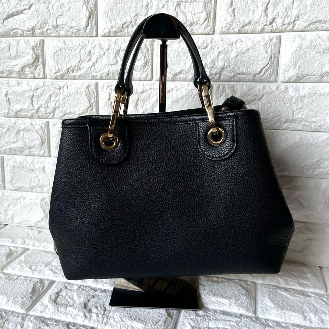 極美品 EMPORIO ARMANI ブラックトート ショルダーバック 2WAY