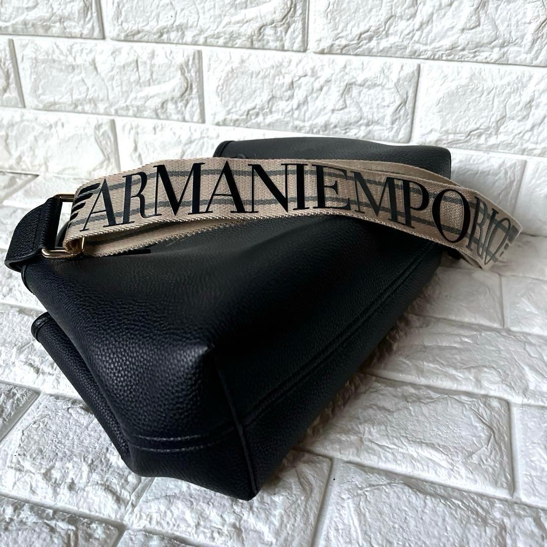 極美品 EMPORIO ARMANI ブラックトート ショルダーバック 2WAY