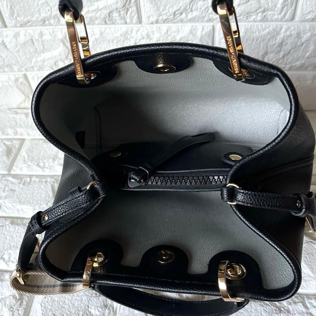 極美品 EMPORIO ARMANI ブラックトート ショルダーバック 2WAY