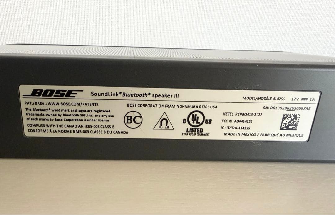 BOSE　SOUNDLINK IIIワイヤレススピーカー