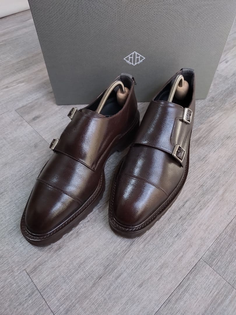 WH ダークブラウン ダブルモンクストラップ サイズ7