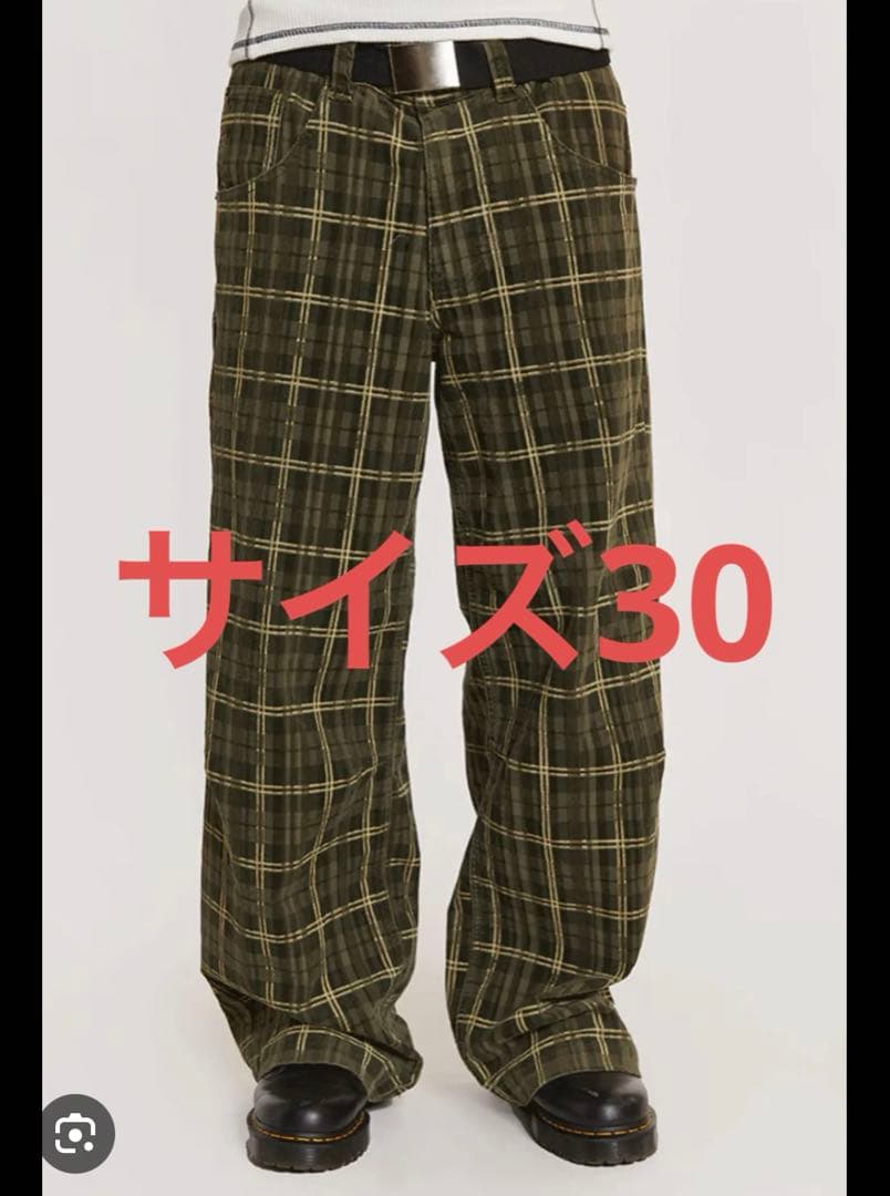 新品未使用　JADED LONDON 緑　チェック パンツ
